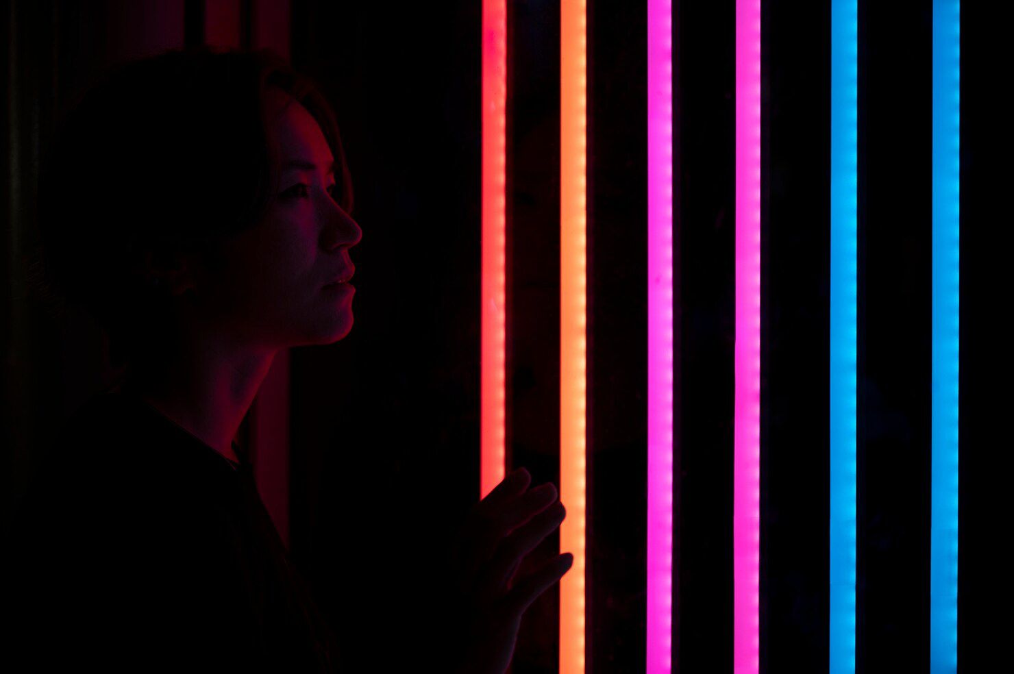 Colorful vertical light stripes